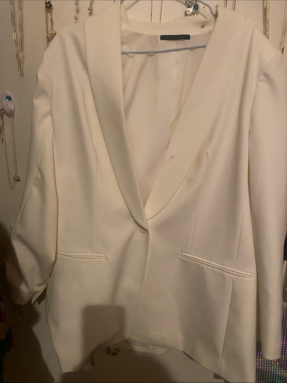 Elie Tahari White Blazer With Black Label